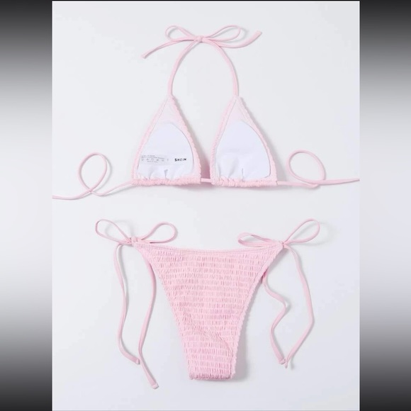 Smocked Triangle Bikini Swimsuit - Picture 4 of 8